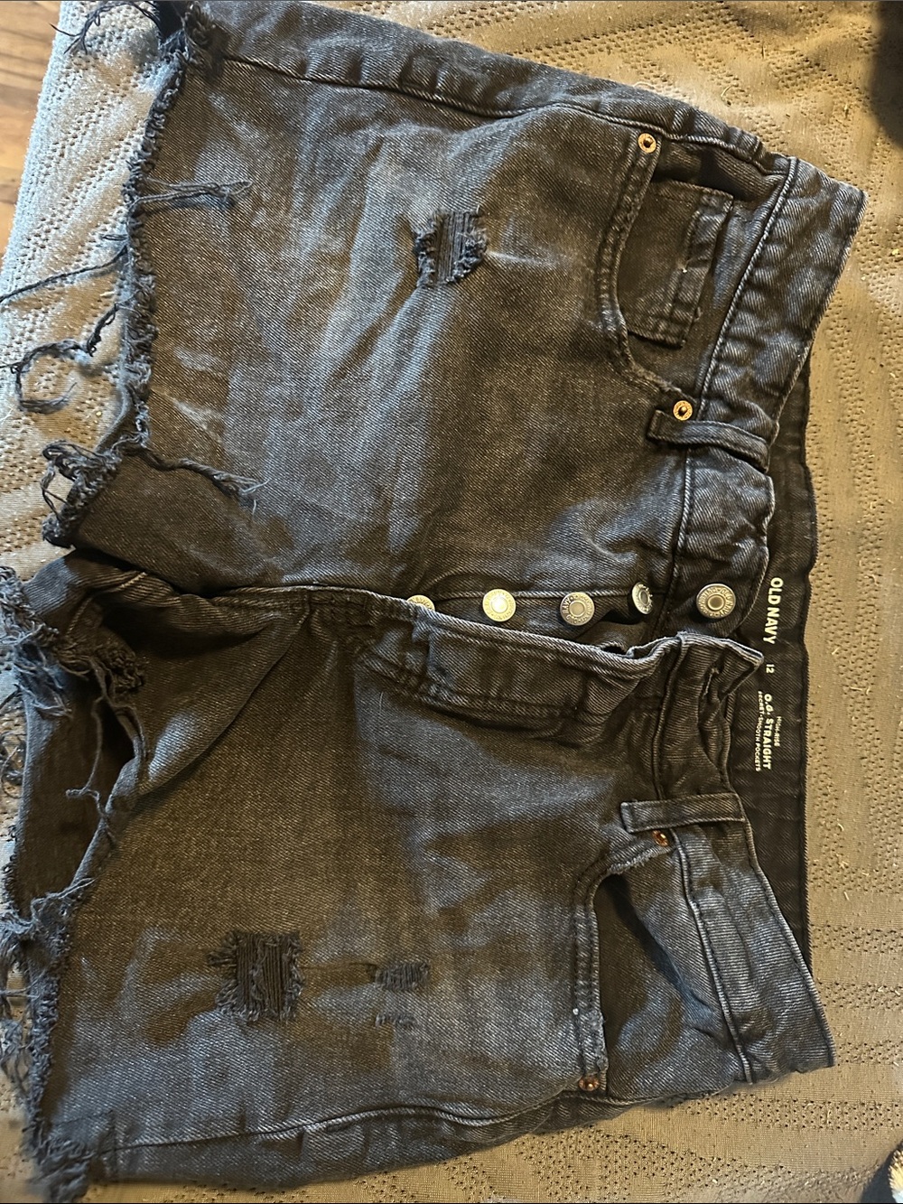 Old Navy Black Washed Distressed Denim Cutoff Shorts